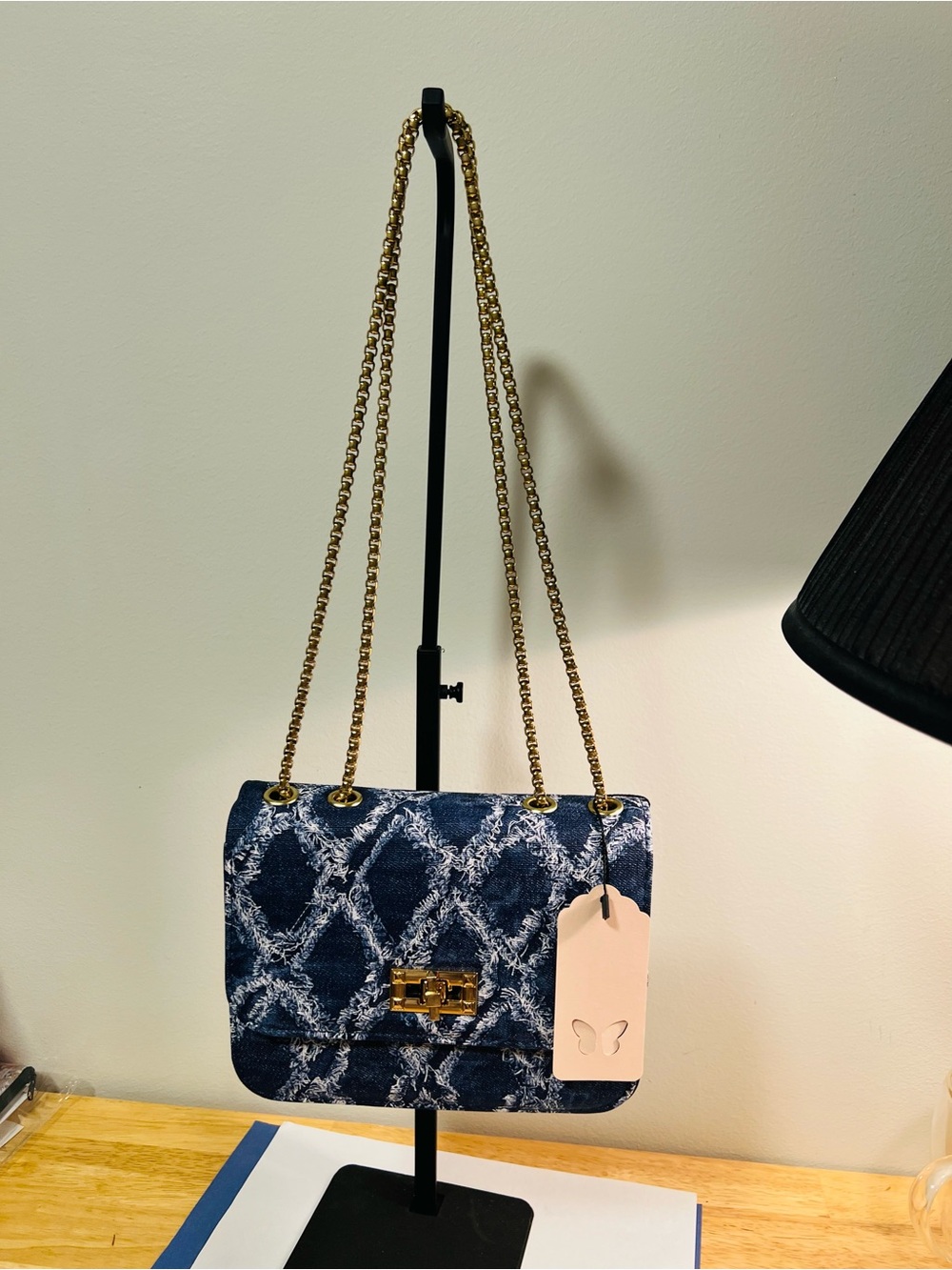 🆕 Designer-Style Navy Blue Quilted Chain Shoulder Bag